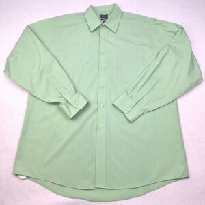 Arrow Dress Shirt Mens 16.5 34/35 Light Green Classic Fit No Iron Business Shirt